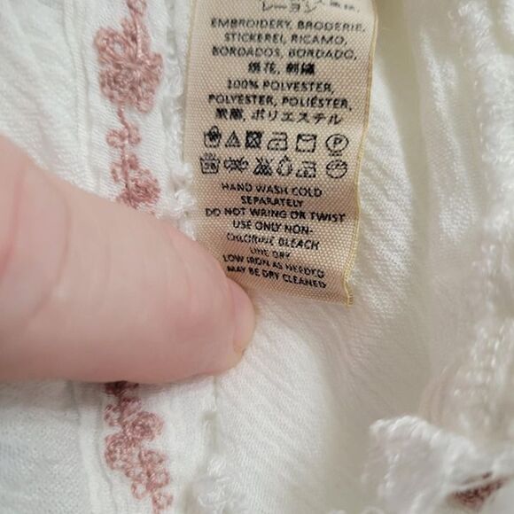 Free People Diamond Embroidered Tunic Tank Top White Rose Boho Flowy XS - Picture 7 of 7